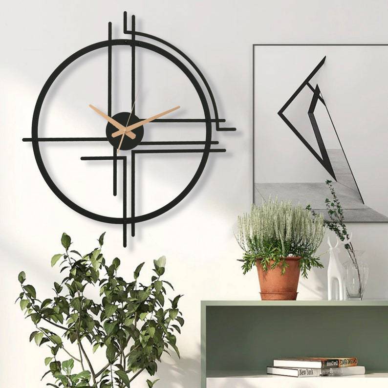 Large Geometric Clock — Elegant Timepiece for Modern Living